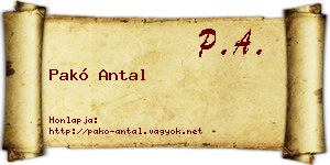 Pakó Antal névjegykártya
